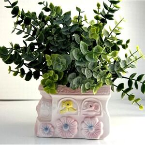 Vintage Baby Buggy Planter Pink Blue Nursery Vase Mid Century Style
